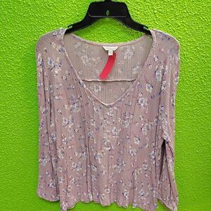 Lucky Brand Pink Pleated Blouse